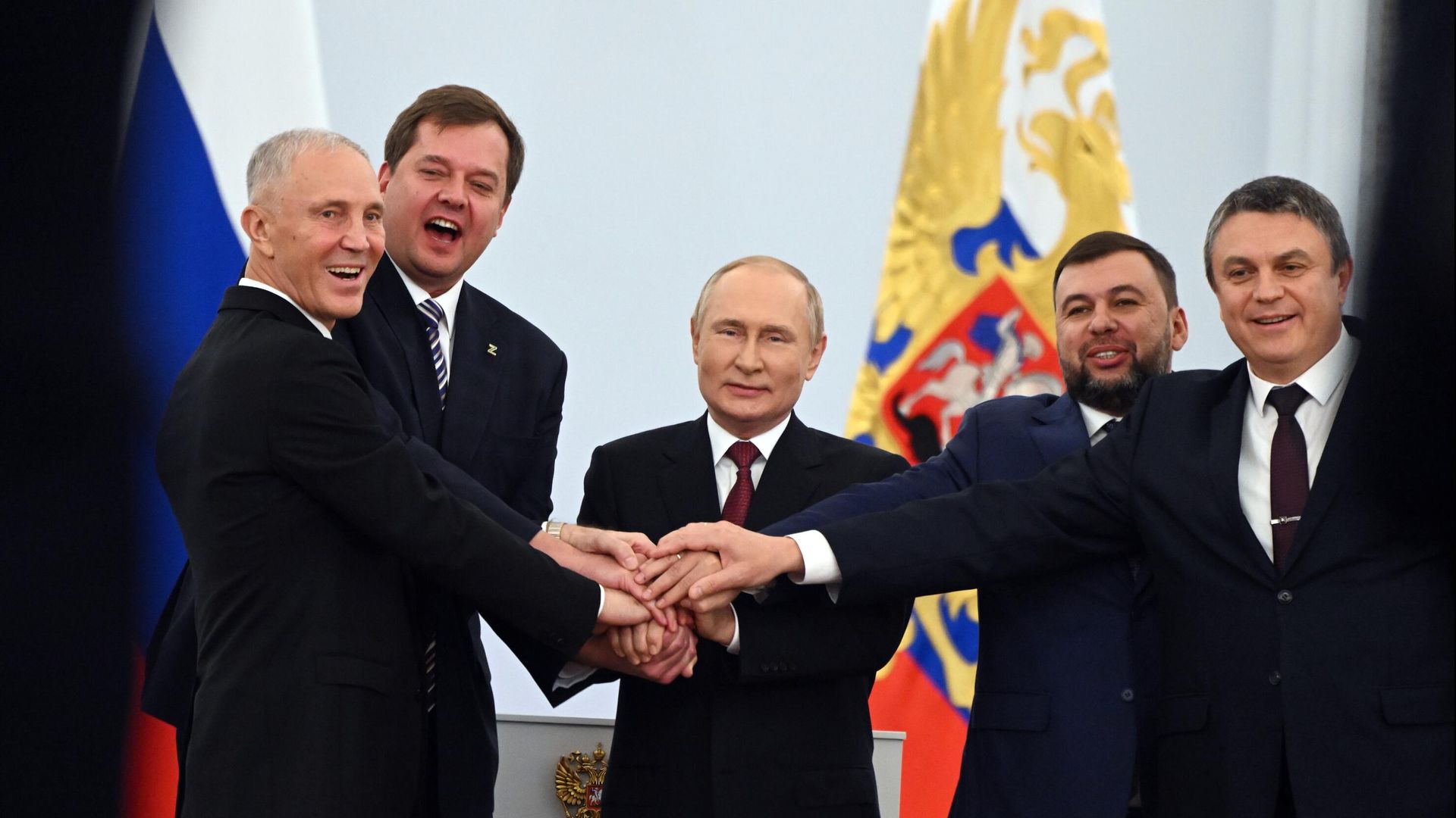 Церемония подписания договоров о вхождении в РФ ДНР, ЛНР, Запорожской и Херсонской областей состоялась в Кремле - РИА Новости, 1920, 30.09.2022