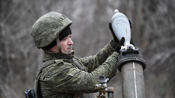 Работа минометного расчета на Запорожском направлении
