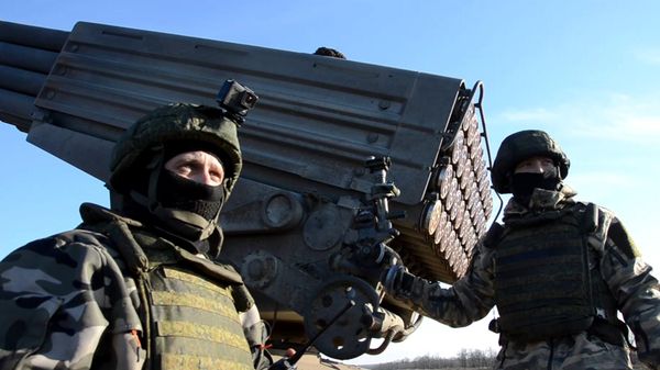 Работа РСЗО Град ВС РФ в зоне проведения СВО