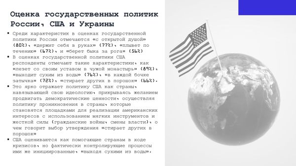 Оценка государственных политик России, США и Украины