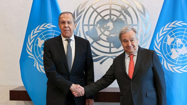 Встреча главы МИД РФ С. Лаврова с генсеком ООН А. Гутеррешем