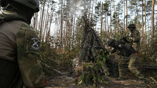 Боевая работа минометного расчета на Краснолиманском направлении