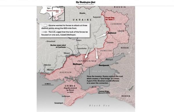 Схема украинского контрнаступления в The Washington Post