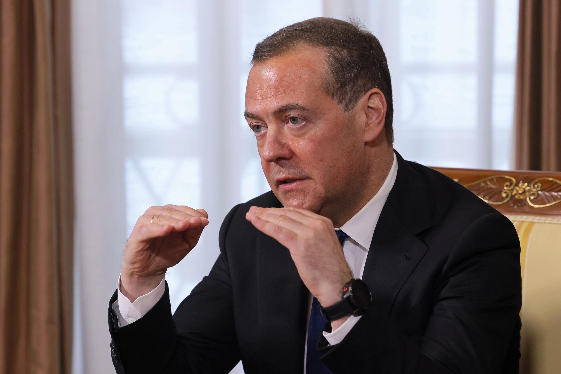 Заместитель председателя Совбеза РФ Д. Медведев дал интервью российским СМИ Заместитель председателя Совбеза РФ Д. Медведев дал интервью российским СМИ - РИА Новости, 1920, 22.02.2024