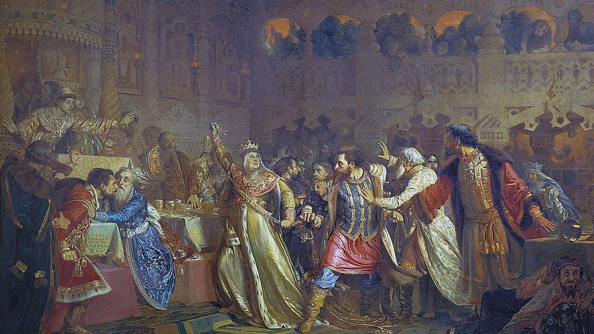 Павел Чистяков. Великая княгиня Софья Витовтовна на свадьбе великого князя Василия Темного (1861) Павел Чистяков. Великая княгиня Софья Витовтовна на свадьбе великого князя Василия Темного (1861) - РИА Новости, 1920, 16.06.2024