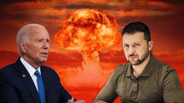 Коллаж: Зеленский и Байден. Ядерный взрыв Коллаж: Зеленский и Байден. Ядерный взрыв