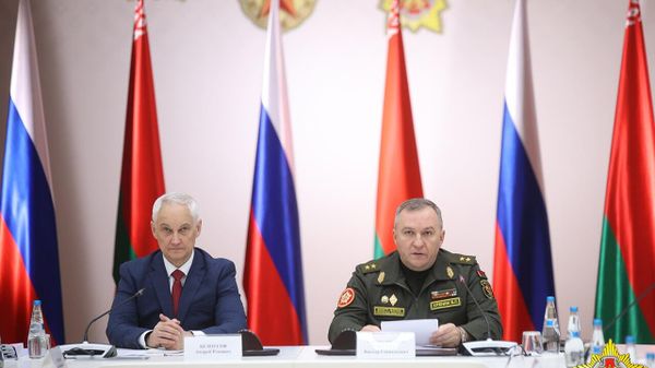 Министры обороны России и Белоруссии Андрей Белоусов и Виктор Хренин на совместной коллегии министерств обороны 23.10.2024 – МО РБ 