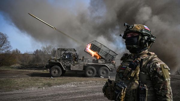 Боевая работа РСЗО Град в Курской области