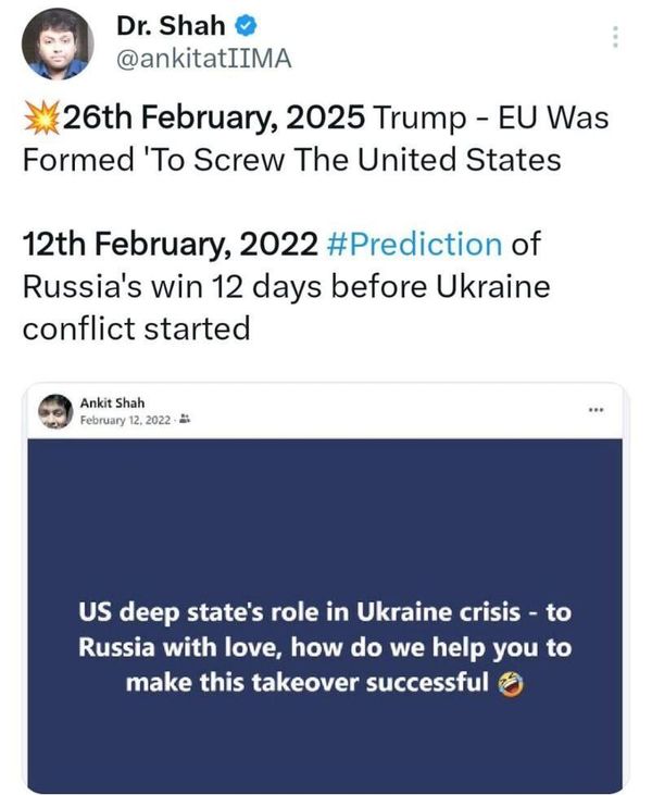 Скриншот прогноза Анкит Шаха по Украине