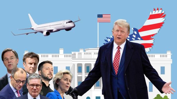  Трамп Зеленскй Мерц Стармер Макрон Урсула Рютте США переговоры коллаж