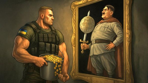 Разбогатевший украинский последователь Адольфа. Сгенерировано ИИ