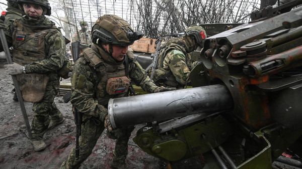 Боевая работа пушки 2А36 Гиацинт-Б группировки войск Центр