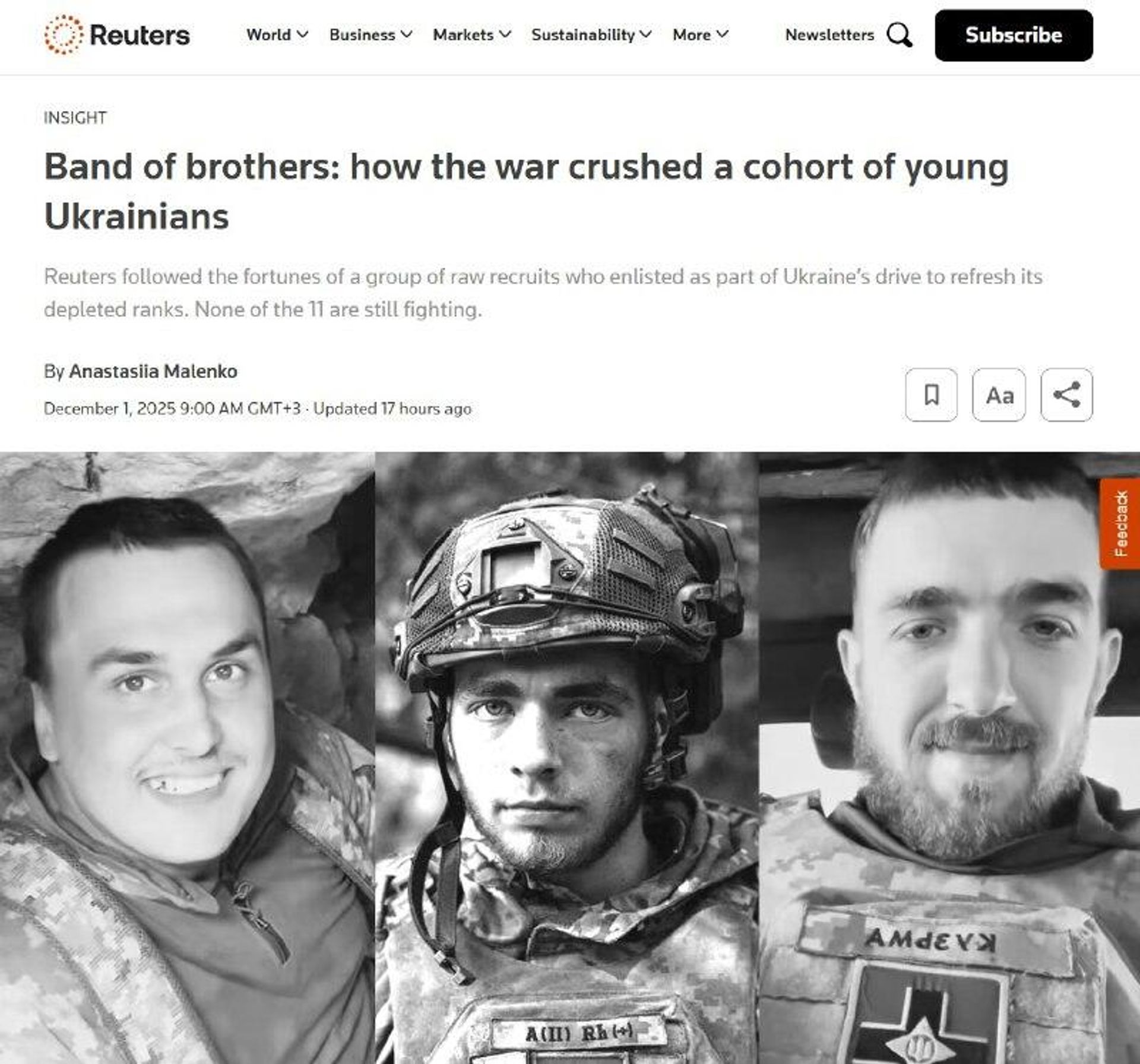 Четверо ранены, трое пропали без вести, двое самовольно покинули часть, один тяжело заболел, один покончил с собой – Reuters проследило судьбу 11 молодых добровольцев программы рекрутинга 18–24 лет, прошедших ускоренную подготовку весной и отправленных на фронт Четверо ранены, трое пропали без вести, двое самовольно покинули часть, один тяжело заболел, один покончил с собой – Reuters проследило судьбу 11 молодых добровольцев программы рекрутинга 18–24 лет, прошедших ускоренную подготовку весной и отправленных на фронт - РИА Новости, 1920, 02.12.2025