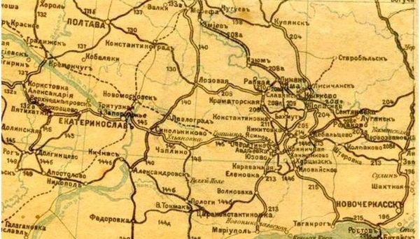 Схема железных дорог Донбасса