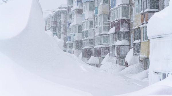 Снегопад в Петропавловске-Камчатском