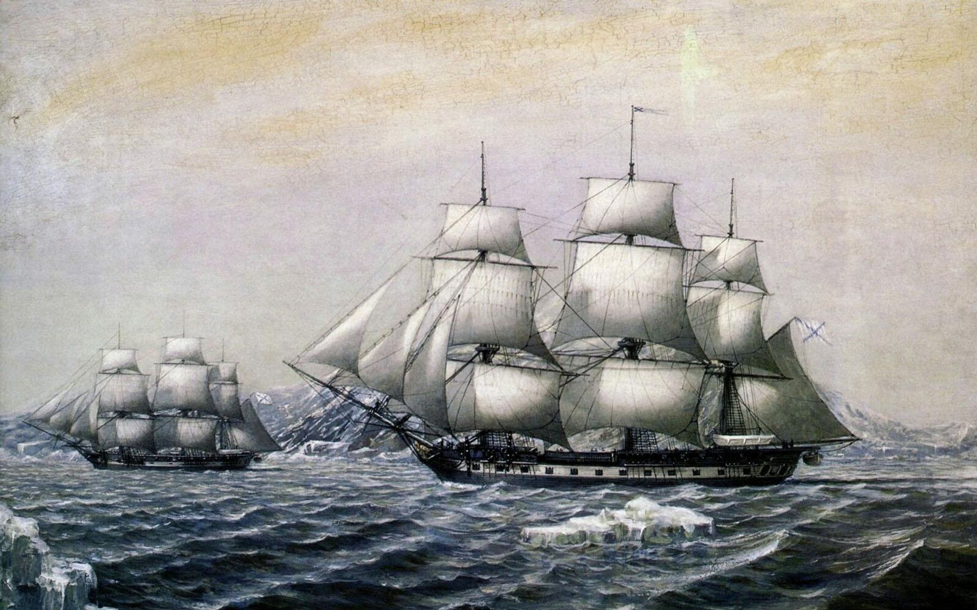 Шлюпы Восток и Мирный в Антарктиде - РИА Новости, 1920, 30.01.2026