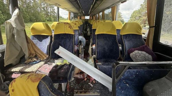 автобус в Брянской области после удара БПЛА ВС Украины