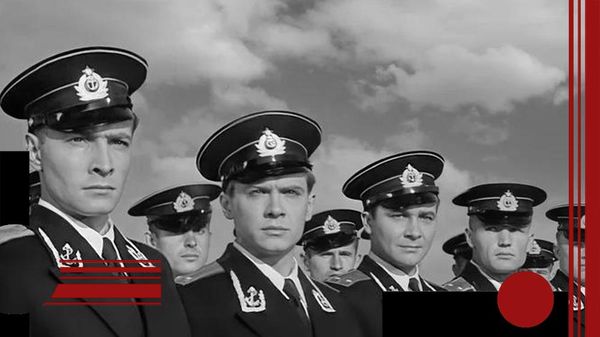 Вячеслав Тихонов, Юрий Боголюбов, Лев Фричинский. Кадр из фильма Звёзды на крыльях, 1955 год