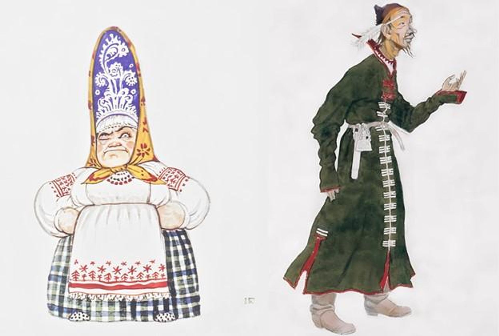 Иван Билибин. Повариха и Дьяк. Эскизы костюмов к опере Николая Римского-Корсакова Сказка о царе Салтане. 1936 год Иван Билибин. Повариха и Дьяк. Эскизы костюмов к опере Николая Римского-Корсакова Сказка о царе Салтане. 1936 год - РИА Новости, 1920, 11.08.2026