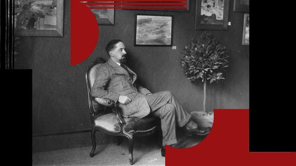 Иван Билибин на персональной выставке. Египет, Александрия, 1924 год