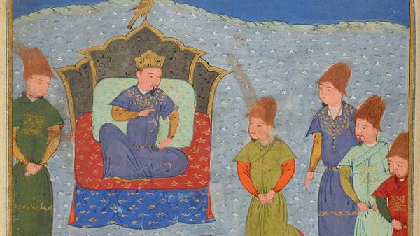 Бату-хан на троне. Миниатюра из сочинения Сборник летописей Рашид ад-Дина, XIV век 