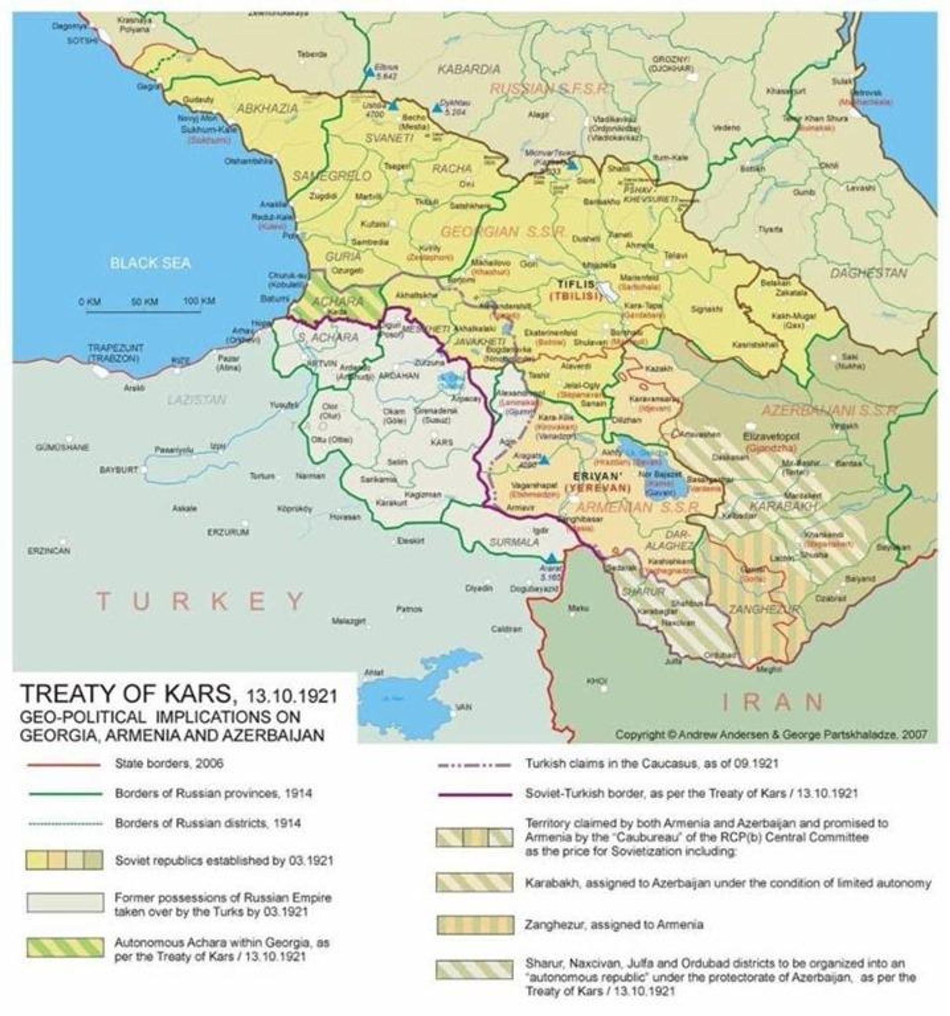 Изменение границ в Закавказье в соответствии с Карсским договором 1921 года Изменение границ в Закавказье в соответствии с Карсским договором 1921 года - РИА Новости, 1920, 13.10.2026