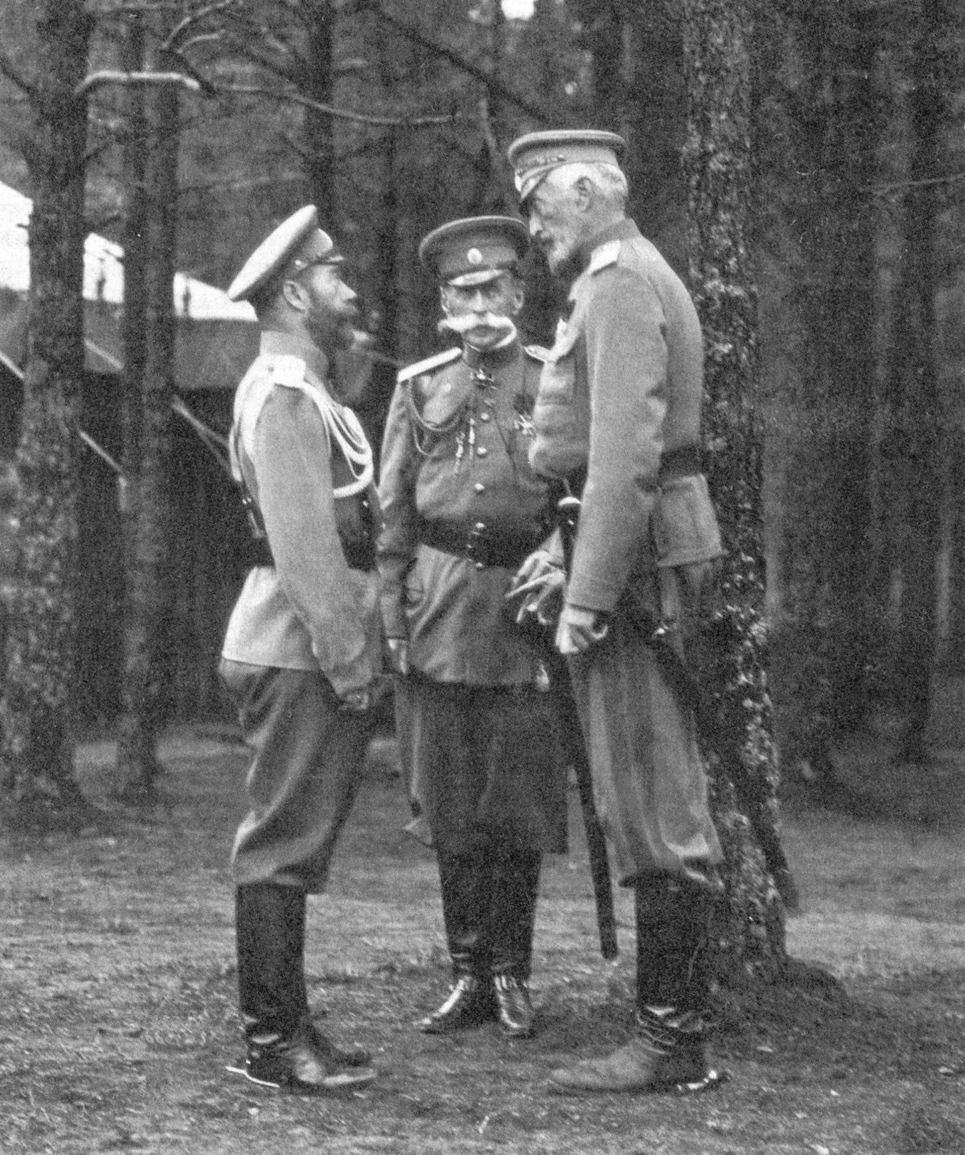 Император Николай II, министр двора барон Владимир Фредерикс, великий князь Николай Николаевич Младший, 1914 год Император Николай II, министр двора барон Владимир Фредерикс, великий князь Николай Николаевич Младший, 1914 год - РИА Новости, 1920, 25.10.2026
