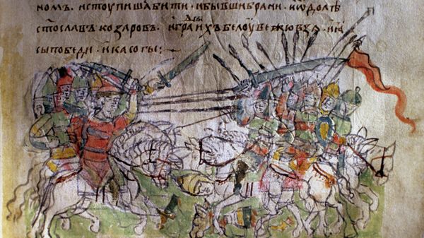 Миниатюра Битва князя Святослава с хазарами