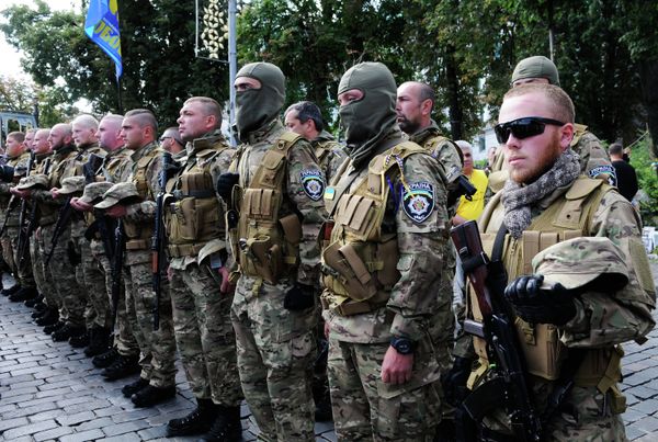 Отправление добровольческого батальона Сич в зону вооруженного конфликта