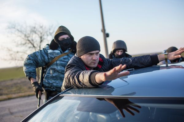 Блокпост на перешейке в районе Чонгара