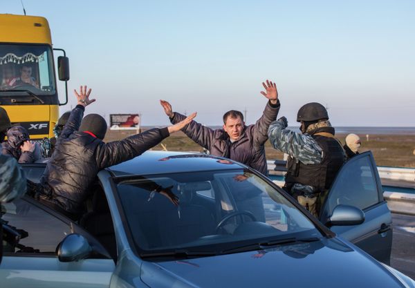 Блокпост на перешейке в районе Чонгара