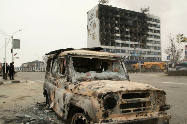 Cпецоперация в Доме печати в Грозном