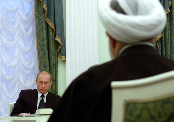 Путин, Роухани во время встречи в Кремле