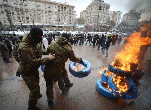 Митинг против подорожания цен на проезд в столице Украины
