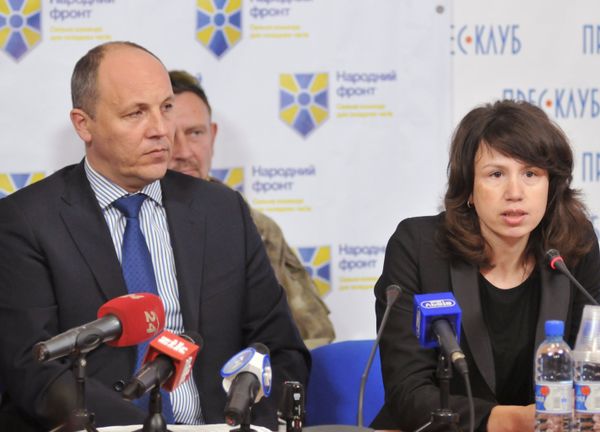 Пресс-конференция лидеров партии Народный фронт
