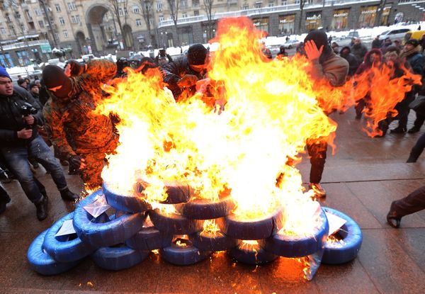Митинг против подорожания цен на проезд в столице Украины
