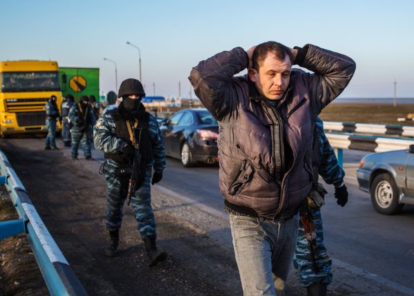 Блокпост на перешейке в районе Чонгара