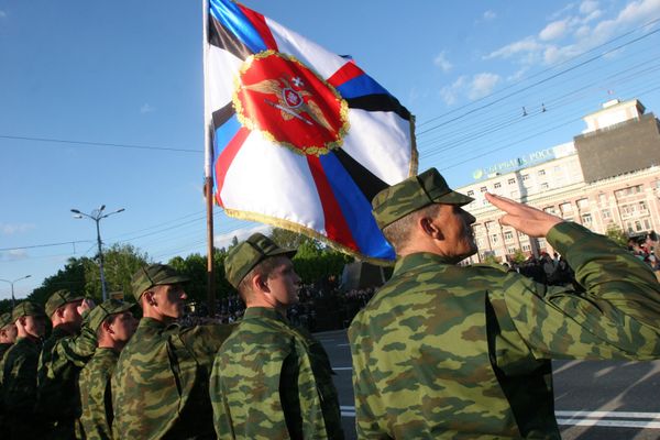 Репетиция парада Победы в Донецке