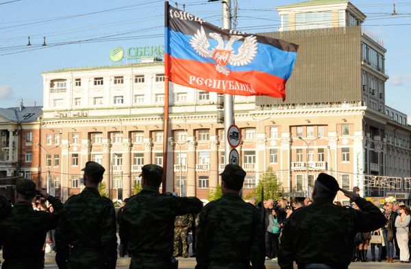 Репетиция парада Победы в Донецке