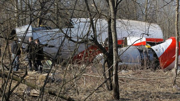 Место падения польского самолета Ту-154 под Смоленском