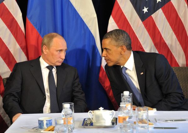 Президент РФ В.Путин встретился с президентом США Б.Обамой
