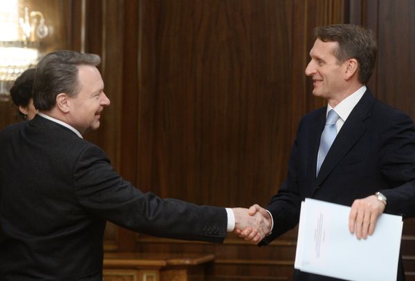 Встреча председателя Госдумы РФ С.Нарышкина с председателем Парламентской ассамблеи ОБСЕ И.Канервой