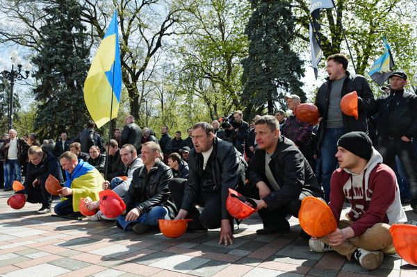 Акция протеста шахтеров продолжается в Киеве