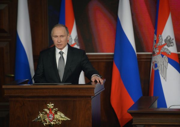 Президент РФ В.Путин принял участие в расширенном заседании коллегии Минобороны РФ