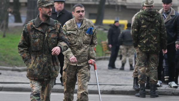 Акция протеста украинских военных во Львове