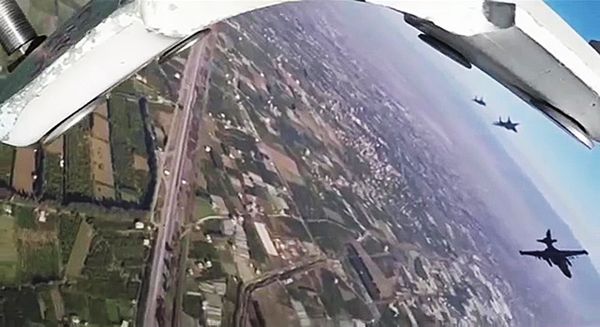 Боевая работа российских Су-25 с АвБ Хмеймим в сопровождении сирийских МиГ-29