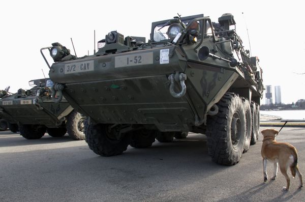 Показательный марш военнослужащих армии США Dragoon Ride в Латвии Показательный марш военнослужащих армии США Dragoon Ride в Латвии