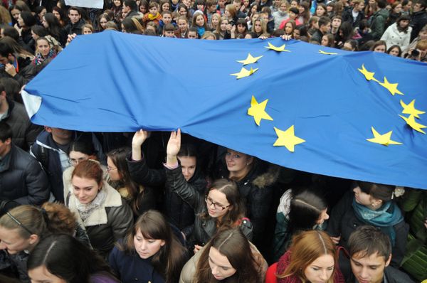 Студенческий митинг во Львове за вступление в ЕС
