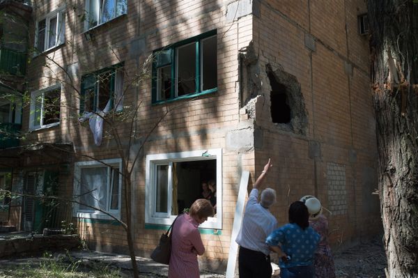 Последствия ночного обстрела украинскими силовиками донецкой Горловки