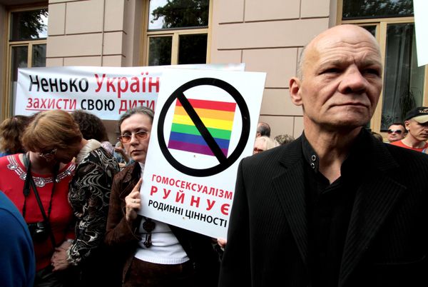Пикет против предоставления прав секс-меньшинствам в Киеве